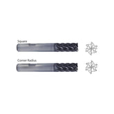 Square GMG13 / GMG15,  Corner Radius GMG17 / GMG19,  Carbide, 6 Flute Multiple Length V7 PLUS A  END MILLS